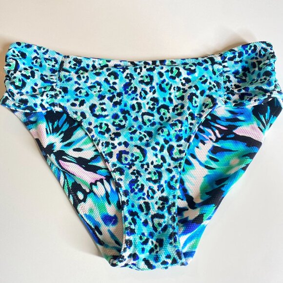 NWT High-Waist Reversible Bikini Bottoms - Tropical & Leopard Print, Size Medium - Picture 2 of 10